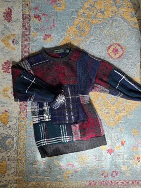 Multicolor Patchwork Knit Sweater - Oversized Look